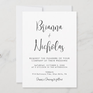 QR Code Schwarz-Weiß-Kalligrafie-Hochzeit Einladung