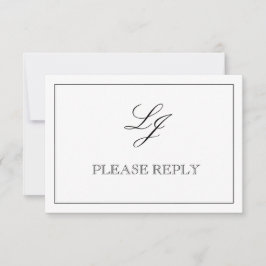 QR Code Schwarz-Weiß-Kalligrafie Monogramm Hochzei RSVP Karte