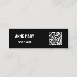 QR Code Schwarz-weiß Moderner Hochzeitsplaner Mini Visitenkarte