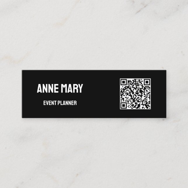 QR Code Schwarz-weiß Moderner Hochzeitsplaner Mini Visitenkarte (Vorderseite)
