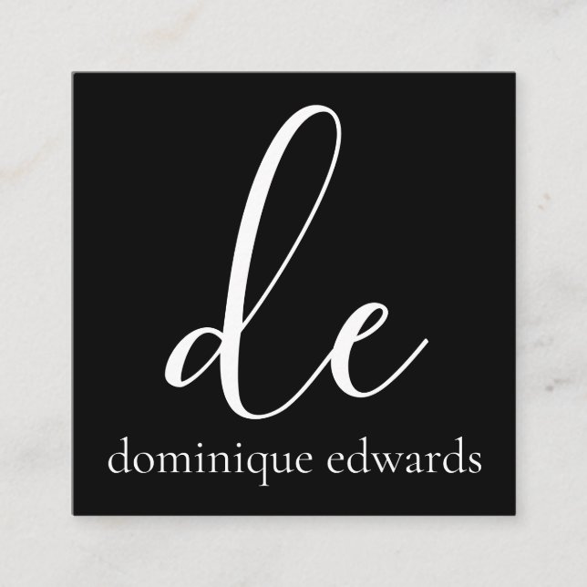 QR-Code Schwarz-weiß Monogramm Moderne Schönheit Quadratische Visitenkarte (Vorderseite)