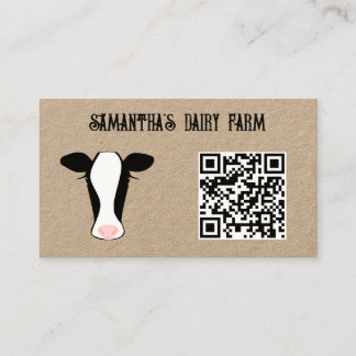 QR-Code Schwarz-weiße Kuhfarm Grüne Kraft Visitenkarte