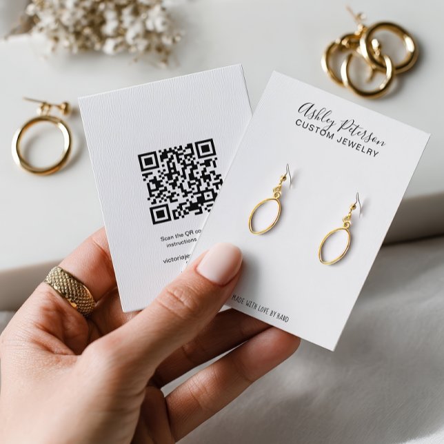 Qr-Code Schwarz-weiße SchmuckOhrmarkierung Visitenkarte (Qr code black white jewelry earring display business card)