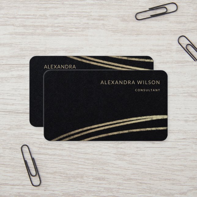 QR-Code Schwarze Gold-Signatur Elegant Beruflich Visitenkarte (Vorderseite/Rückseite Beispiel)