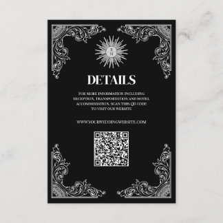 QR Code Schwarze Minimale Hochzeitdetails Begleitkarte