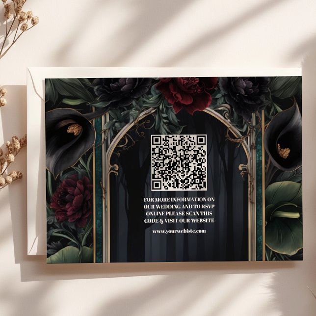 QR Code Schwarze Rose Blumengotik Halloween Begleitkarte (Von Creator hochgeladen)