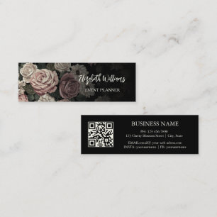 QR-Code Schwarze Rose Schwarz Mini Visitenkarte