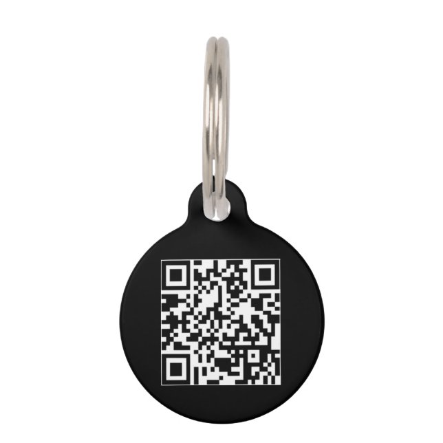 QR Code Schwarzer benutzerdefinierter Kontakt Info Haustiermarke (Vorderseite)