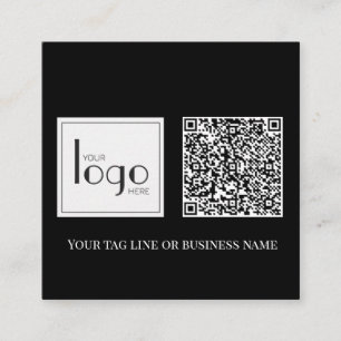 QR-Code Schwarzes Quadrat-Logo Einfach weiß Quadratische Visitenkarte