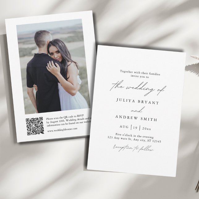 QR-Code Schwarzweiß mit Foto-Hochzeit Einladung (Von Creator hochgeladen)