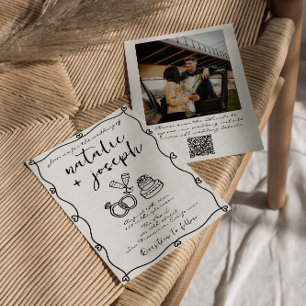 QR Code Scribble Hand Drawn Writing Foto Wedding Einladung