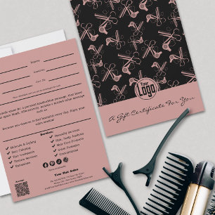 QR Code Service Note Rosa Stylist Geschenkgutschei
