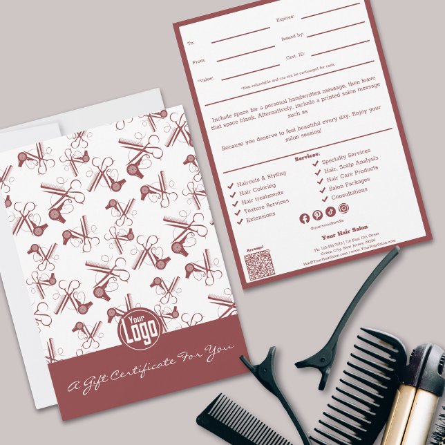QR Code Services Hinweis Hairstylist Geschenkgutsc (Professional QR Code Services Note Hairstylist Gift Certificate, Hairstylist Tools Pattern)