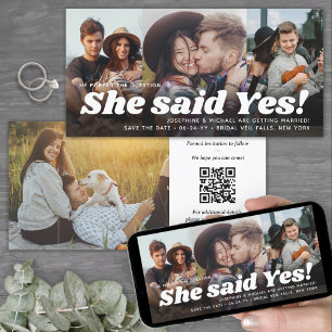 QR Code Sie sagte ja! Hochzeit Verlobung 4 Foto Save The Date