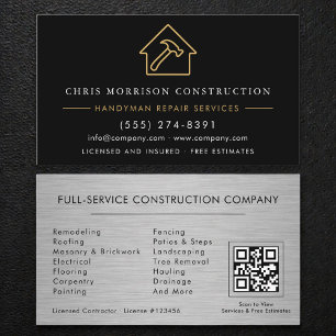 QR-Code Silber-Metallisches Handwerker-Bauwesen  Visitenkarte