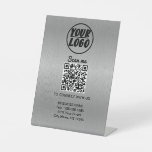 QR-Code-Silver für Berufliches Firmenlogo Sockelschild