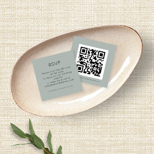 QR Code Silver Sage Green Wedding RSVP Enclosure Begleitkarte
