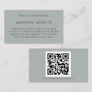 QR Code Silvery Sage Green Wedding Website Enclos Begleitkarte