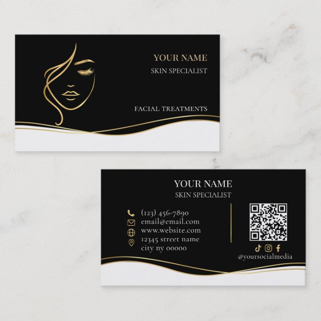 QR code Skin care & Beauty Salon Visitenkarte (Vorne/Hinten)