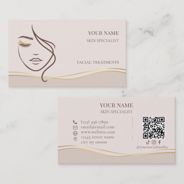 QR code Skin care & Beauty Salon Visitenkarte (Vorne/Hinten)