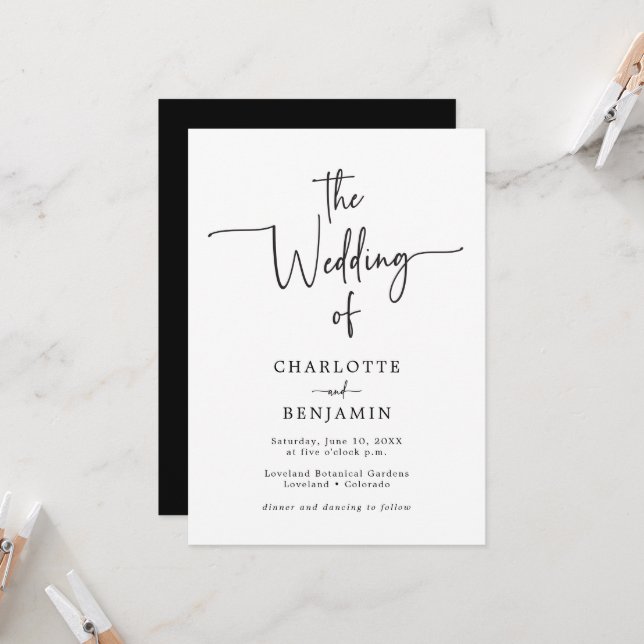 QR Code Skript Hochzeitseinladung Einladung (Vorderseite/Rückseite Beispiel)