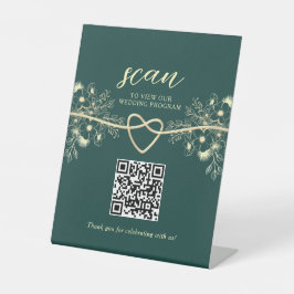QR-Code Smaragd-Goldene Hochzeit Programm Sockelschild