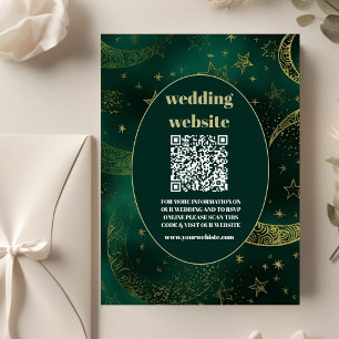 QR-Code Smaragdgrün Gold Himmelhochzeit Begleitkarte