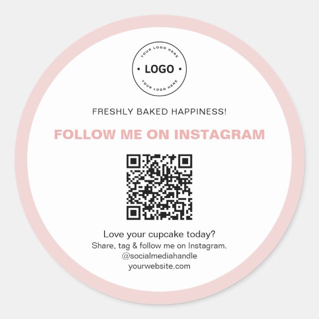 QR-Code Social Media Bäckerei Geschäft Logo Runder Aufkleber (Vorderseite)
