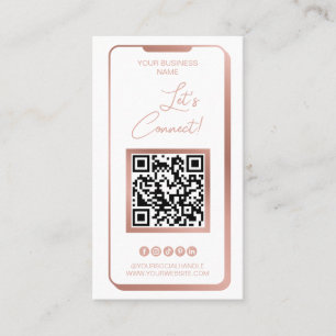 QR Code Social Media Feminine Moderne Rose Gold Bu Visitenkarte