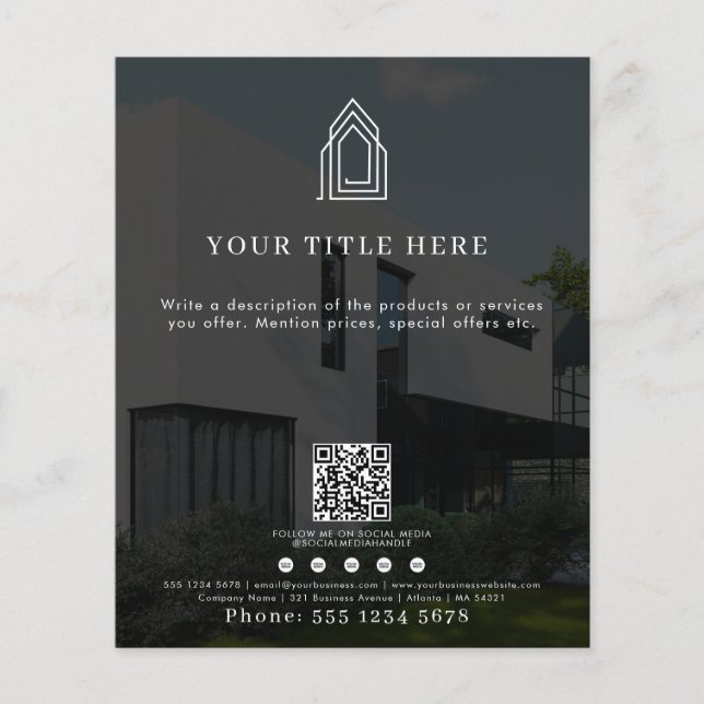 QR Code Social Media Foto für moderne Geschäftslog Flyer (Vorne)