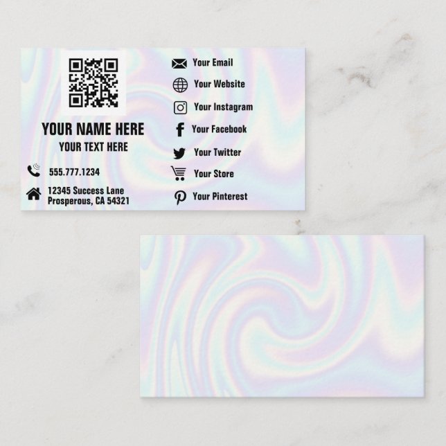 QR Code Social Media Hologram  Business Card Visitenkarte (Vorne/Hinten)