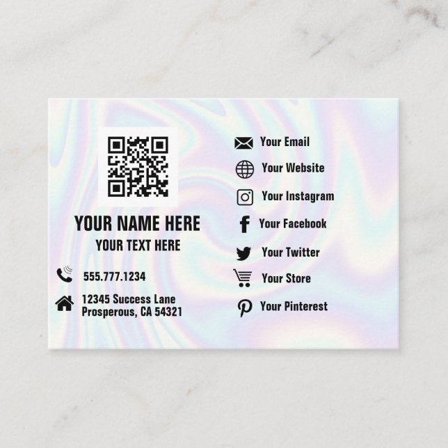 QR Code Social Media Hologram Business Card Visitenkarte (Vorderseite)