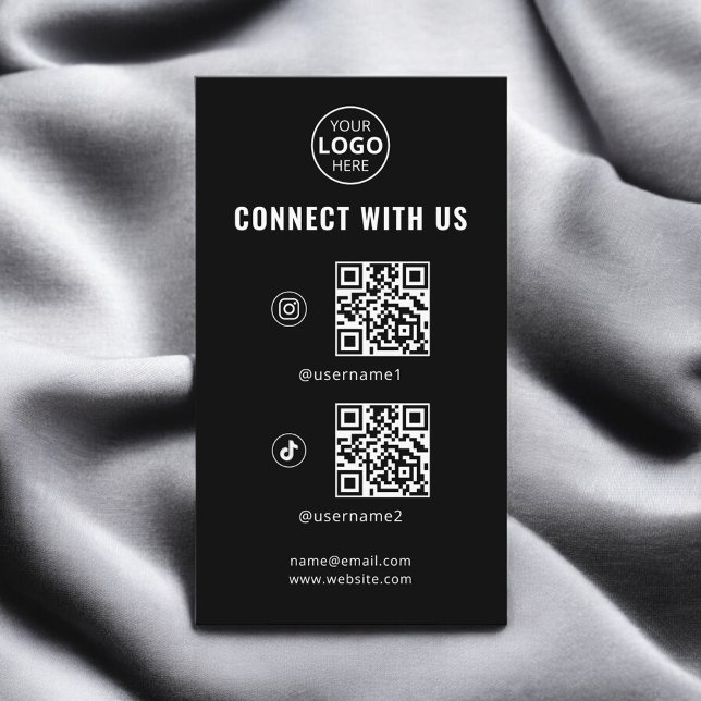 QR Code Social Media Logo Black Visitenkarte (Von Creator hochgeladen)