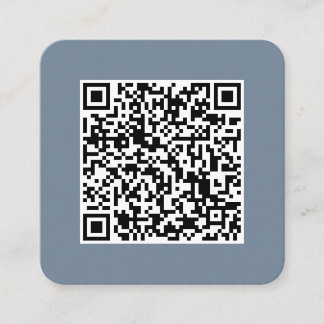 QR-Code-Social Media-Modern-Einfach-Dusty Blue Quadratische Visitenkarte (Vorderseite)