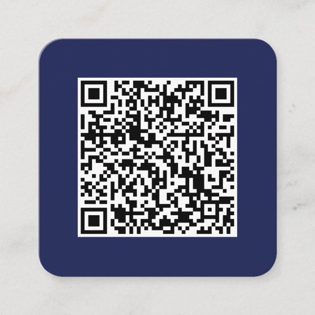 QR-Code-Social Media-Modern-Einfach-Navy Blau Quadratische Visitenkarte (Vorderseite)