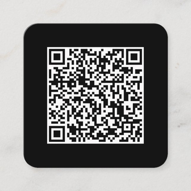 QR Code-Social Media-Modern Schwarz-Weiß Quadratische Visitenkarte (Vorderseite)