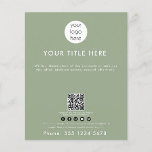 QR-Code Social Media Sage Green Flyer
