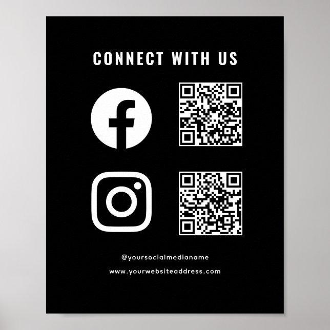 QR Code Social Media: Scan Connect mit uns Poster (Vorne)
