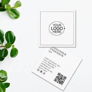 QR-Code Social Media: Schwarzweiß hinzufügen Quadratische Visitenkarte
