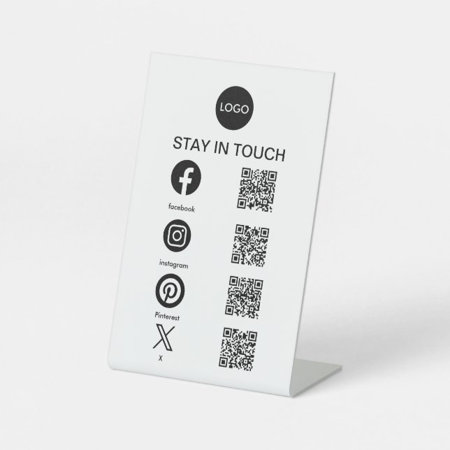 QR Code Social Media Sockelschild (Vorderseite)