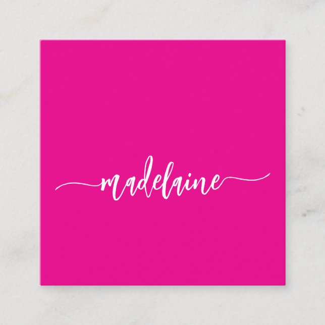 QR Code Socials Personal Pink Elegant Quadratische Visitenkarte (Vorderseite)