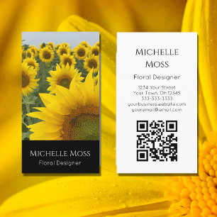 QR-Code Sonnenblumen Foto Designer Moderne Blumen Visitenkarte
