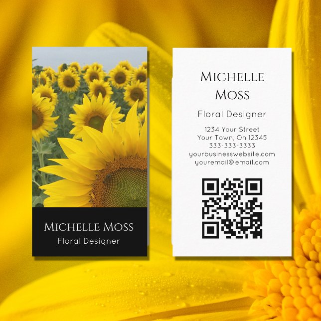 QR-Code Sonnenblumen Foto Designer Moderne Blumen Visitenkarte (Von Creator hochgeladen)