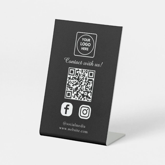 QR-Code | Soziale Medien einfach verbinden Sockelschild (Vorderseite)