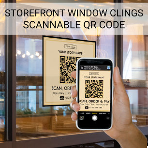 QR-Code speichern Scannen, Bestellen und Bezahle Fensteraufkleber