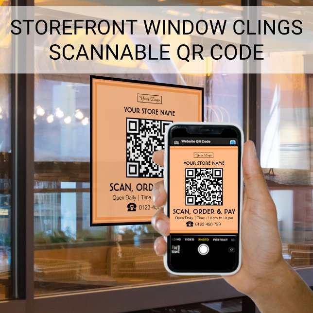 QR-Code speichern | Scannen, Bestellen und Bezahle Fensteraufkleber (Von Creator hochgeladen)