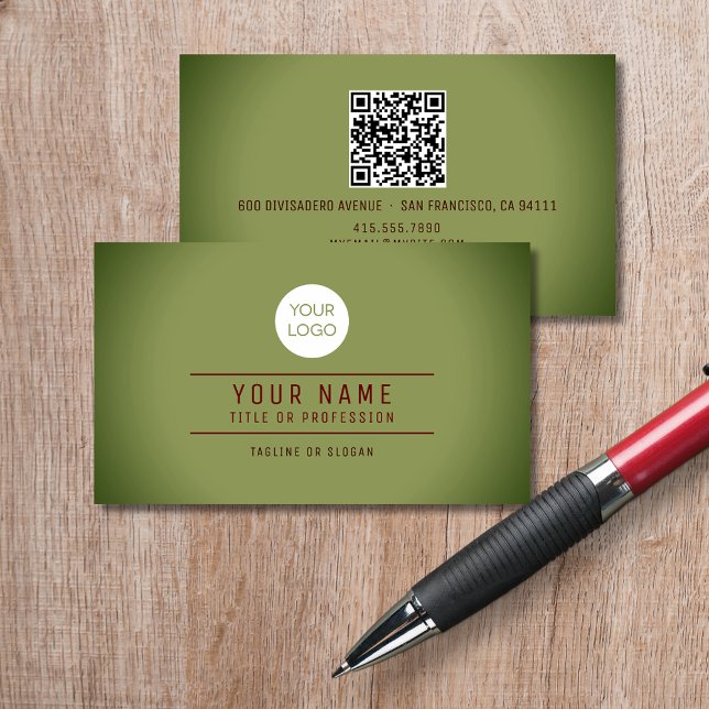 QR-Code-Spotlight Berufliches Logo mit grünem Name Telefonnummerkarte (QR Code Spotlight Green Name Professional Logo Calling Card  cover)
