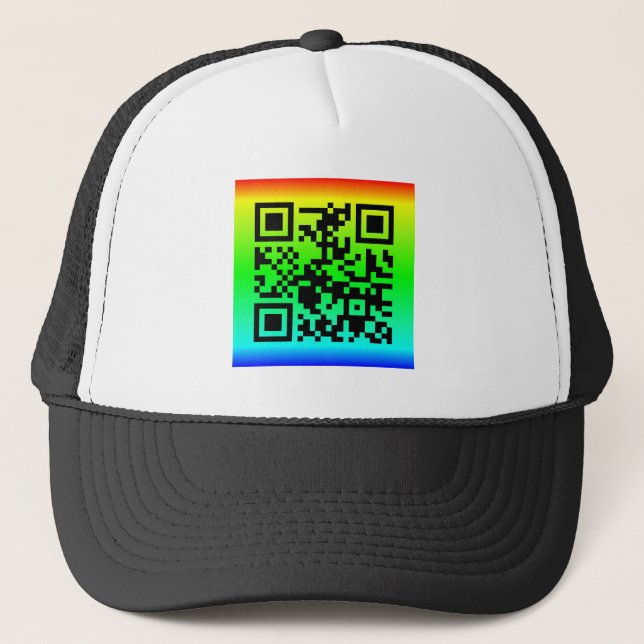 QR-Code®-Sprichwort: ALLES WIRD GEÖFFNET Truckerkappe (Vorderseite)