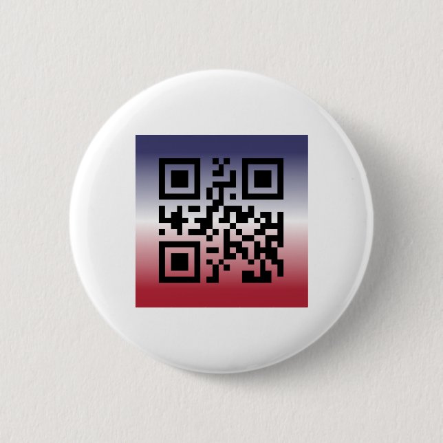 QR Code® Sprichwort: GLÜCKLICH, 4. JULI Button (Vorderseite)