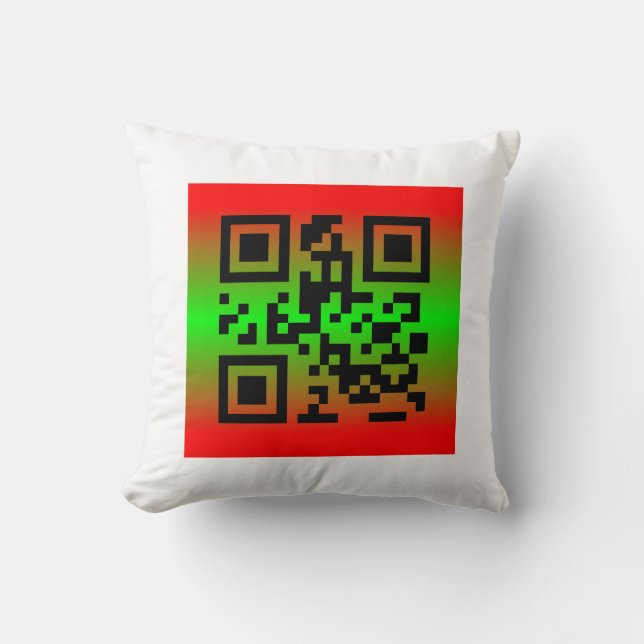 QR Code® Sprichwort: GLÜCKLICHE URLAUB Kissen (Vorderseite)